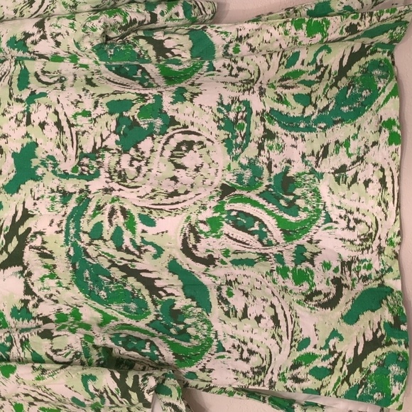 Zara linen blend lined printed oversized kimono Relaxed FitGreen Abstract Print - Picture 11 of 11